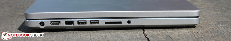 lewy bok: gniazdo zasilania, HDMI, LAN, 2 USB 3.0, czytnik kart pamięci, gniazdo audio