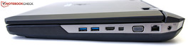 prawy bok: 2 USB 3.0, HDMI, Mini DisplayPort, VGA, LAN, gniazdo zasilania