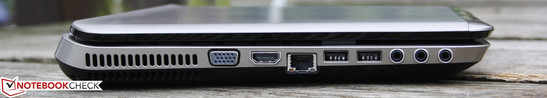 lewy bok: VGA, HDMI, LAN, 2 USB 3.0, 3 gniazda audio