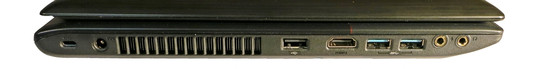 lewy bok: gniazdo blokady Kensingtona, gniazdo zasilania, USB 2.0, HDMI, 2 USB 3.0, 2 gniazda audio