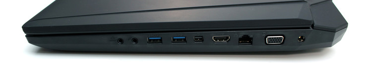 prawy bok: 2 gniazda audio, 2 USB 3.0, Thunderbolt, HDMI, LAN, VGA, gniazdo zasilania