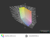 paleta barw Lenovo IdeaPad U400 a przestrzeń Adobe RGB (siatka)
