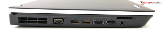 lewy bok: VGA, 2 USB 2.0, eSATA/USB 2.0, HDMI, gniazdo audio, czytnik kart pamięci
