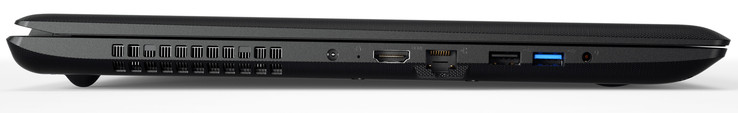 lewy bok: otwory wentylacyjne, gniazdo zasilania, przycisk Anovo, HDMI, LAN, USB 2.0, USB 3.0, gniazdo audio (fot. Lenovo)