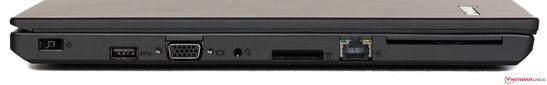 lewy bok: gniazdo zasilania, USB 3.0, VGA, gniazdo audio, czytnik kart pamięci, LAN, czytnik SmartCard