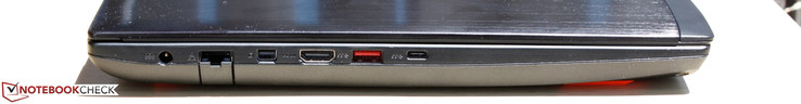 lewy bok: gniazdo zasilania, LAN, mini DisplayPort, HDMI, USB 3.0, USB typu C