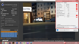 zegary i temperatura GPU Nvidii w teście OpenGL Cinebench R15