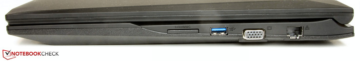 prawy bok: czytnik kart pamięci, USB 3.0, VGA, LAN