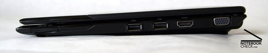 prawy bok: czytnik kart, 2x USB, HDMI, VGA