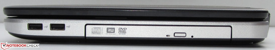 prawy bok: 2 USB 2.0, napęd optyczny (DVD)