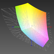 paleta barw matrycy QHD HP Envy 13 a przestrzeń kolorów Adobe RGB (siatka)