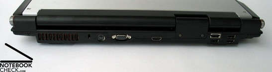 tył: wylot wentylatora, blokada Kensingtona, S-Video, VGA, HDMI, 4x USB 2.0, E-SATA
