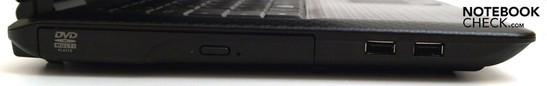 lewy bok: napęd optyczny, USB