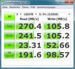wyniki testu HD Tune dysku SSD Crucial M4 pod mSATA