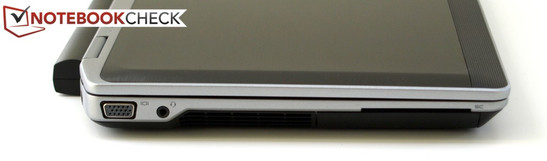 lewy bok: VGA, gniazdo audio, wylot powietrza z ukłądu chłodzenia, czytnik kart Smart Card