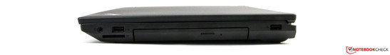 prawy bok: gniazdo audio, czytnik kart pamięci, USB 2.0, napęd optyczny (DVD), USB 2.0