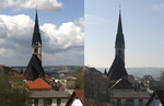 porównanie zdjęć wykonanych (o różnej porze dnia) przez aparat 0,7 Mpx z iPada 2 (z lewej) i 5 Mpx z iPada 3 (z prawej)