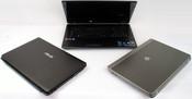 Asus K53TA (z lewej), Asus K73TA (w środku) i HP 4535s (z prawej)