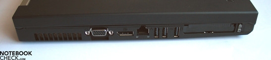 lewy bok: VGA, Display Port, LAN, 3x USB, PCCard/ExpressCard