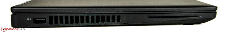 lewy bok: USB 3.0, wylot powietrza z układu chłodzenia, czytnik SmartCard