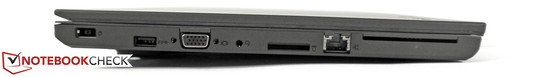 lewy bok: gniazdo zasilania, USB 3.0, gniazdo audio, czytnik kart pamięci, LAN, czytnik SmartCard