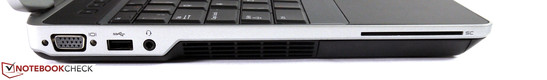 lewy bok: VGA, USB 3.0, gniazdo audio, wylot powietrza z układu chłodzenia, czytnik Smart Card