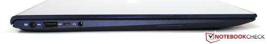 lewy bok: gniazdo zasilania, USB 3.0, mikro HDMI, gniazdo audio