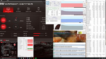 podzespoły w teście Prime95 + FurMark (tryb Turbo Fan)