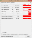 GPU-Z (NVIDIA) - zegary w teście FurMark (rdzeń początkowo 1100 MHz, potem 850 MHz)