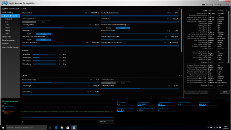 podkręcenie procesora w Intel XTU