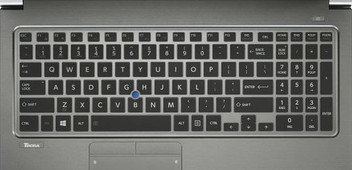 klawiatura QWERTY (fot. Toshiba); klawiatury QWERTY laptopów z polskiej dystrybucji mają inny układ klawiszy, z pionowym klawiszem Enter (jak w klawiaturach QWERTY UK i QWERTZ)