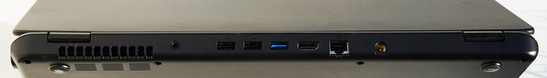 tył: otwory wentylacyjne, gniazdo słuchawkowe, 2 USB 2.0, USB 3.0, HDMI, LAN (Gigabit Ethernet), gniazdo zasilania