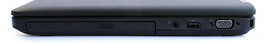 prawy bok: napęd optyczny (DVD), gniazdo audio, USB 2.0, VGA, gniazdo blokady Kensingtona