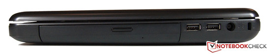 prawy bok: 2 USB 2.0, gniazdo zasilania, gniazdo blokady Kensingtona