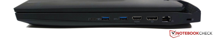 prawy bok: USB 3.1 typu C (i TB3), 2 USB 3.0, HDMI 2.0, DisplayPort, LAN, gniazdo linki zabezpieczającej