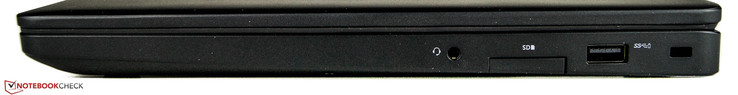 prawy bok: gniazdo audio, czytnik kart pamięci, USB 3.0, gniazdo blokady Kensingtona