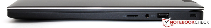 prawy bok: czytnik kart microSD, gniazdo audio, USB 3.0, gniazdo blokady Kensingtona