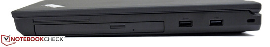 prawy bok: napęd optyczny, USB 3.0, USB 2.0, gniazdo blokady Kensingtona