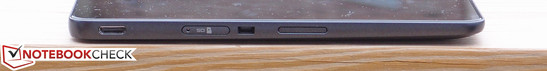 prawy bok: mini HDMI, czytnik microSD, gniazdo blokady Kensingtona