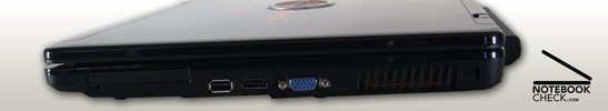 prawy bok: ExpressCard, USB 2.0, wylot wentylatora, FireWire