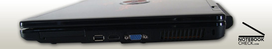 prawy bok: ExpressCard, USB 2.0, wylot wentylatora, FireWire