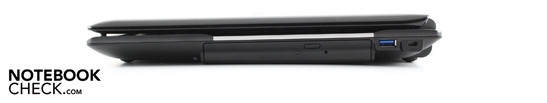 prawy bok: napęd optyczny, USB 3.0, blokada Kensingtona