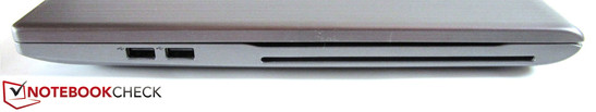 prawy bok: 2 USB 2.0, szczelinowy napęd optyczny (DVD)