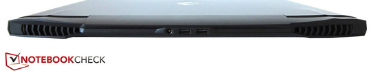 tył: otwory wentylacyjne, gniazdo zasilania, 2 USB 2.0, otwory wentylacyjne