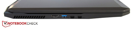 lewy bok: otwory wentylacyjne, HDMI, USB 3.0, 2 złącza DisplayPort