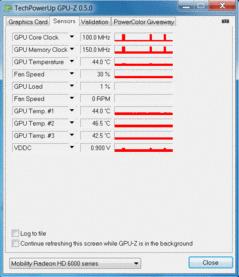 GPU-Z: zegary w spoczynku