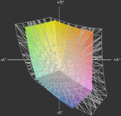 Asus Eee PC 1215B a przestrzeń sRGB (siatka)