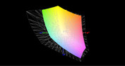 paleta barw matrycy Clevo P370SM-A a przestrzeń kolorów Adobe RGB (pokryta w 62%)
