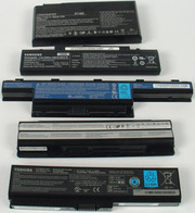 porównanie akumulatorów (od góry): MSI GT680, Samsung RC720, Packard Bell TS11, MSI GE620, Toshiba Satellite L750-12R