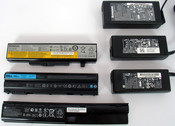 zasilacze i akumulatory (od góry) Lenovo Y580, Della 15R SE 7520 i HP 4540s